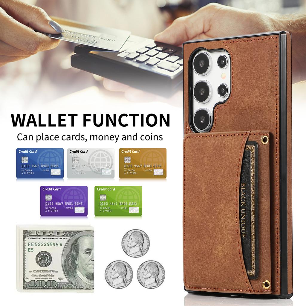 Business Magnetic Three Fold Solt Wallet Flip Leather Case For Samsung S26 Ultra S25 Plus S24 A26 A16 A17 A07 Kickstand Cover