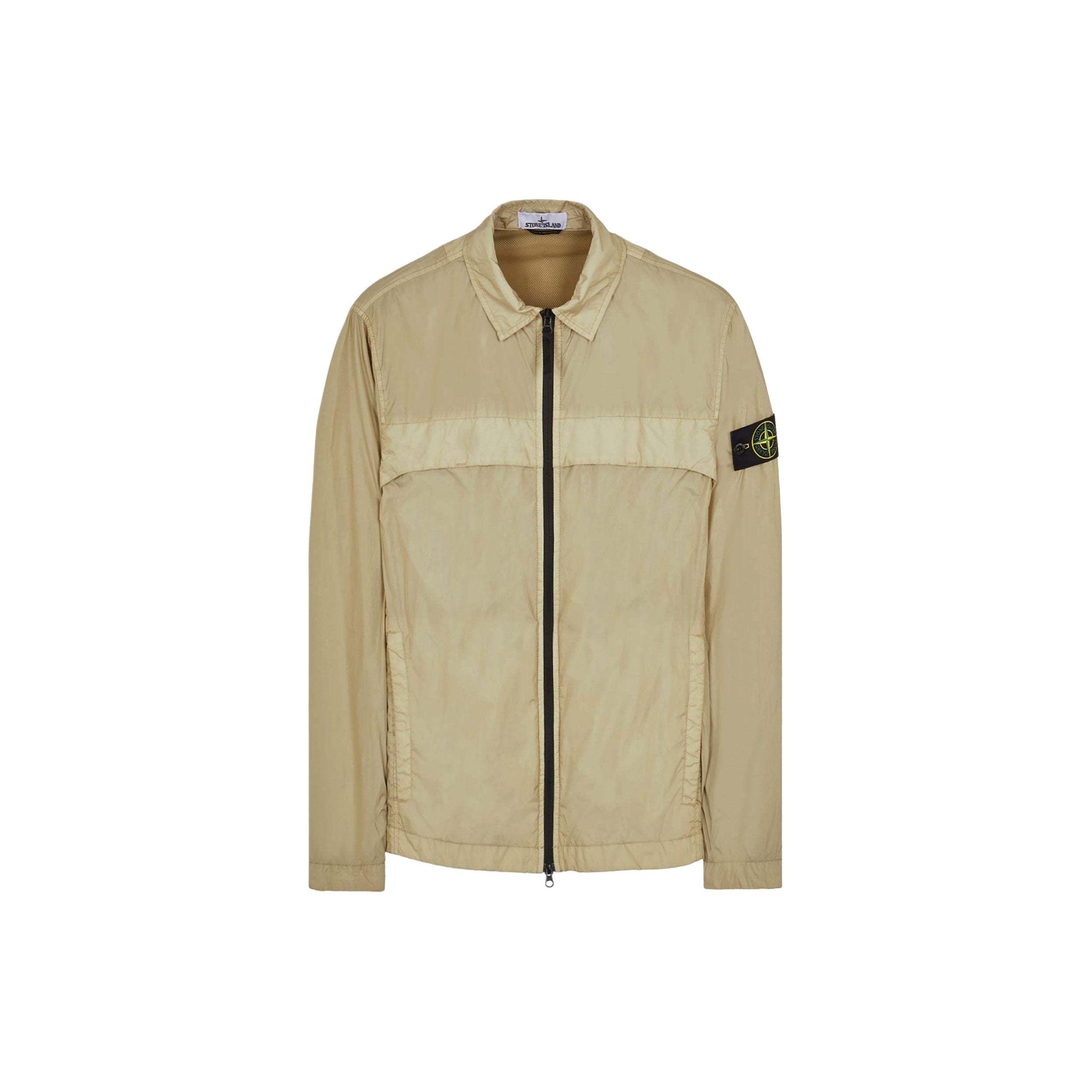 

STONE ISLAND Мужская куртка однотонная на молнии с длинным рукавом, воротником поло, логотипом и боковыми карманами, Ss24, бежевая, 801510522-V0095 XXXL