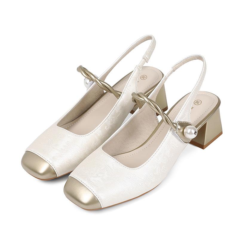 

Кожаные туфли на плоской подошве Yuexinwang для женщин Huizhou, туфли на каблуках, туфли Мэри Джейн, французские летние новые толстые каблуки, пустые сандалии 35 абрикосовый