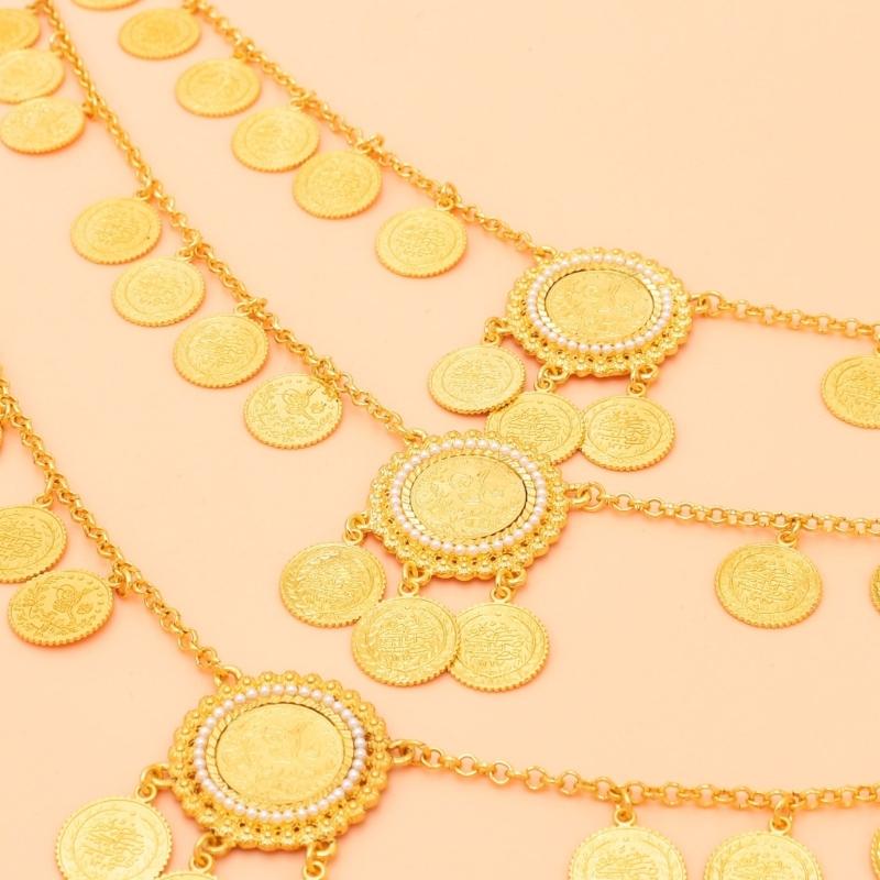Multi Layer Alloy Coin Tassels Shoulder Chain Necklace Shoulder Accessory for Fashion Forward Women Seeking Unique Style