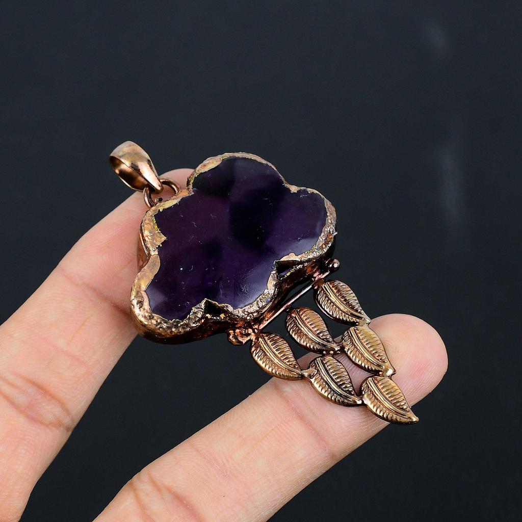 Amethyst Electroformed Pendant, Handmade Gemstone Pendant Jewelry, Gifts For Wife Brand New Pendant