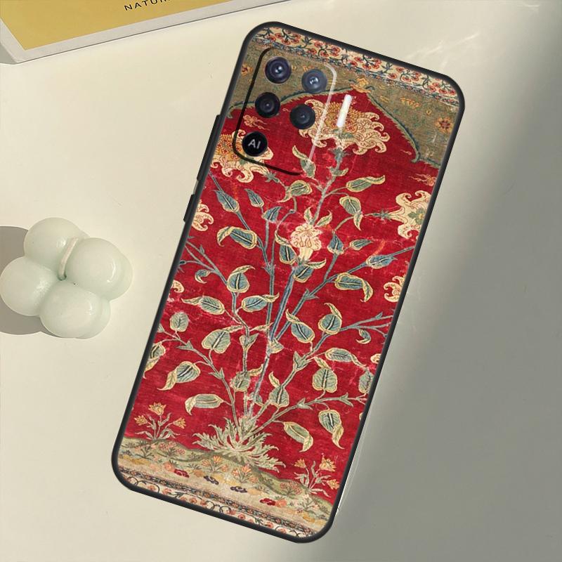 Covor persan cu model floral pentru OPPO A53 A53S 2020 A5 A9 A31 A52 A72 A94 A74 A54 A83 A91 A93 A16 A15 Coche din spate