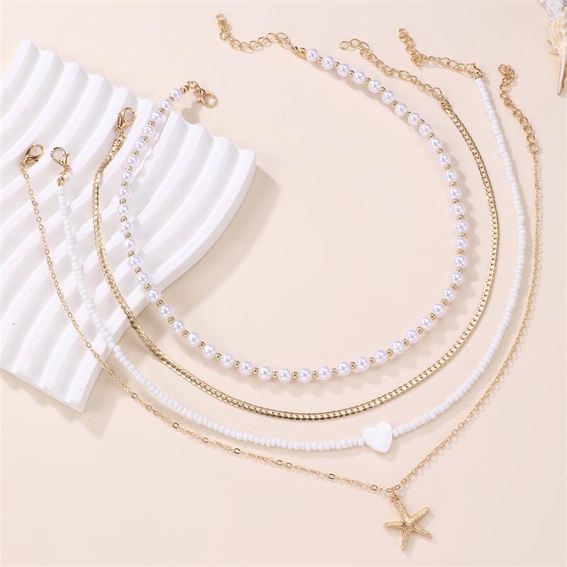 Punk Style Geometric Necklace Set For Women With Zinc Alloy Material And Heart Lock Pendant