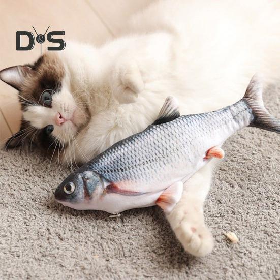 Flopping Fish Cat Toy with Catnip Interactive Automatic Floppy Carp Kitten Kicker Toy Electric Realistic Plush Wiggle Fish for Indoor Cats Dogs