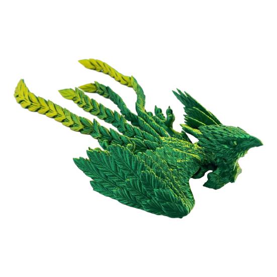 3D Printed Phoenix Toy Articulated Flexible Fidget Bird Figurine Cool Animal Statue Stress Relief Desktop Decoration for Adults золотой/зелёный