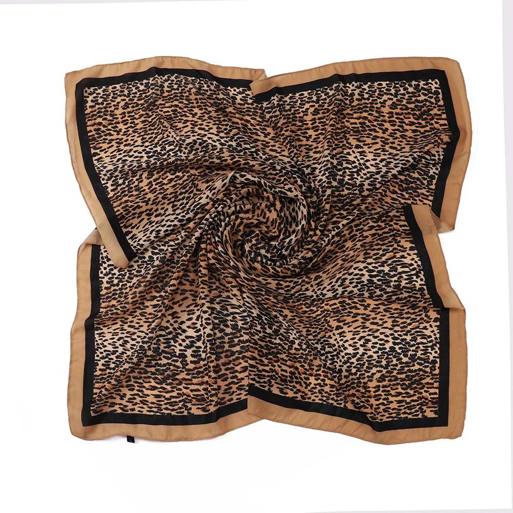 New Design Leopard Print Square Scarf Hijab Voile Large Shawl Hijabs For Women Muslim Fashion Scarf Headwraps Turban Ramadan
