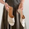 2026 new fish mouth Muller slippers women's medium heel thick heel simple and comfortable versatile one-character cool slippers women