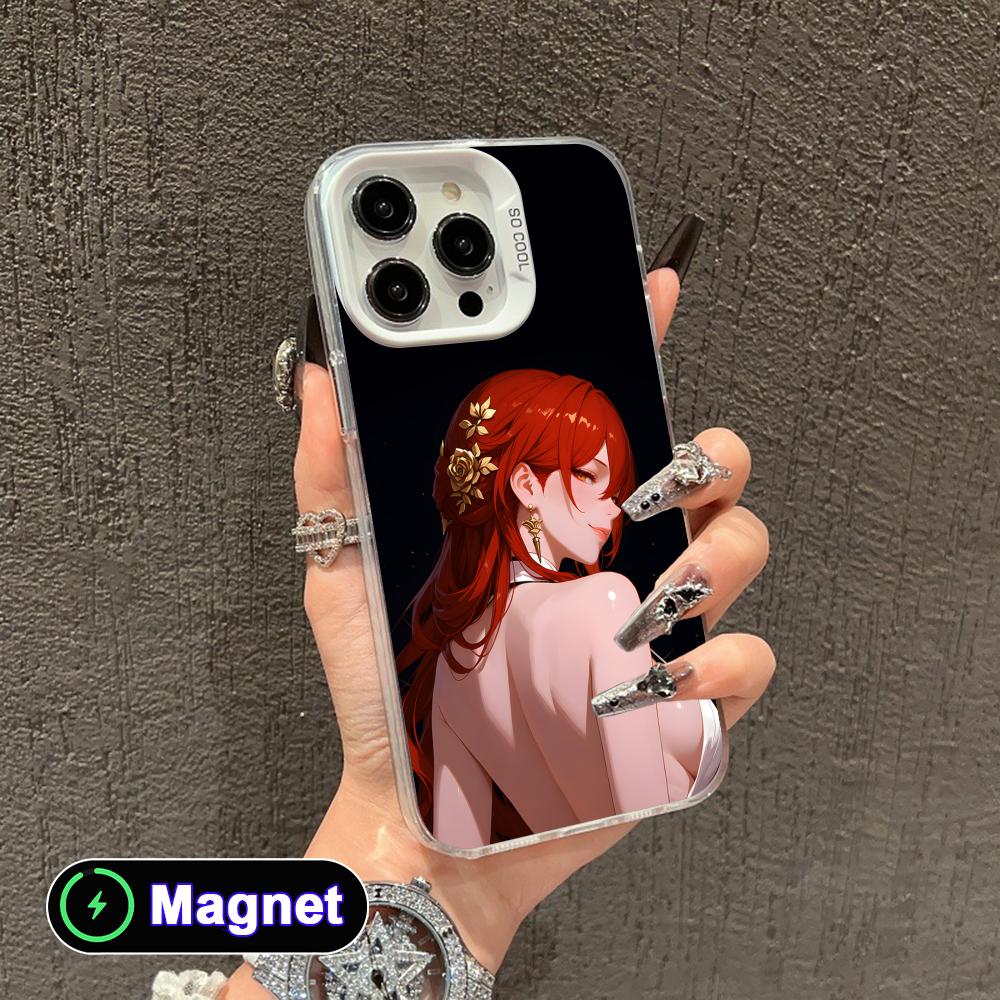 HSR Himeko White Translucent MagSafe Mobile Phone Case for iPhone 17 16 15 14 13 12 11 X XR XS Air Pro Max Plus Cover