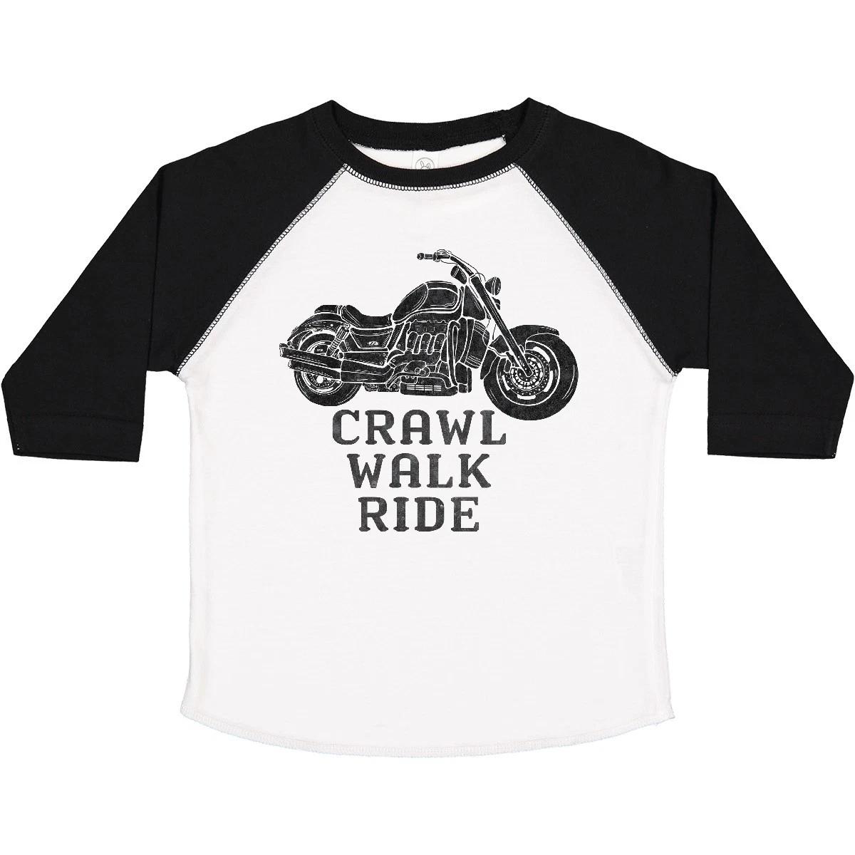 Inktastic Crawl Walk Ride Motorcycle Toddler kids boys T-Shirt Motorcycles Rider Road Hog 120