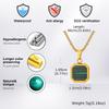 Fashion High Quality Natural Stone Square Pendant Stainless Steel Long Chain Necklace Trendy Simple Popular Jewelry for Men Gift