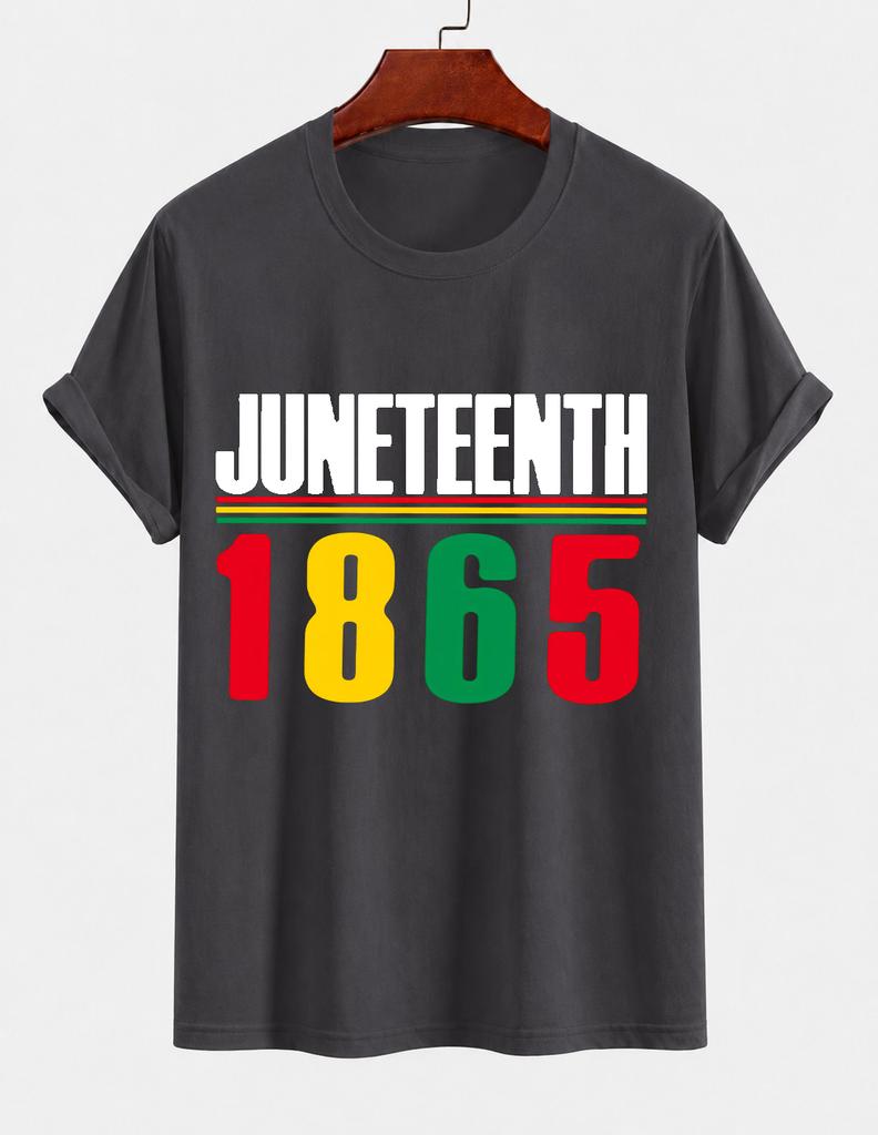 2026 New Cotton Tshirt Juneteenth 1865 African American Culture Print Crew Neck Short Sleeve Casual Top