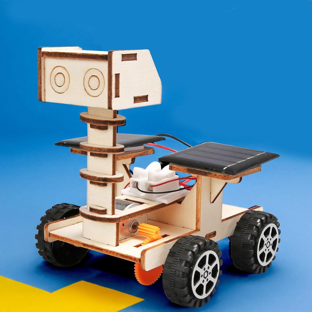 Solar Car Lunar Exploration Vehicle Children'S Diy Hand-Assembled Model Diy 3D Wooden Puzzle Science And Education Toys