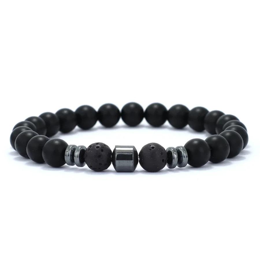 New Design Men Bracelet Jewelry 8mm Black Onyx Tiger Eyes Lava Turquoises Stone Braslet Hombre Suppliers