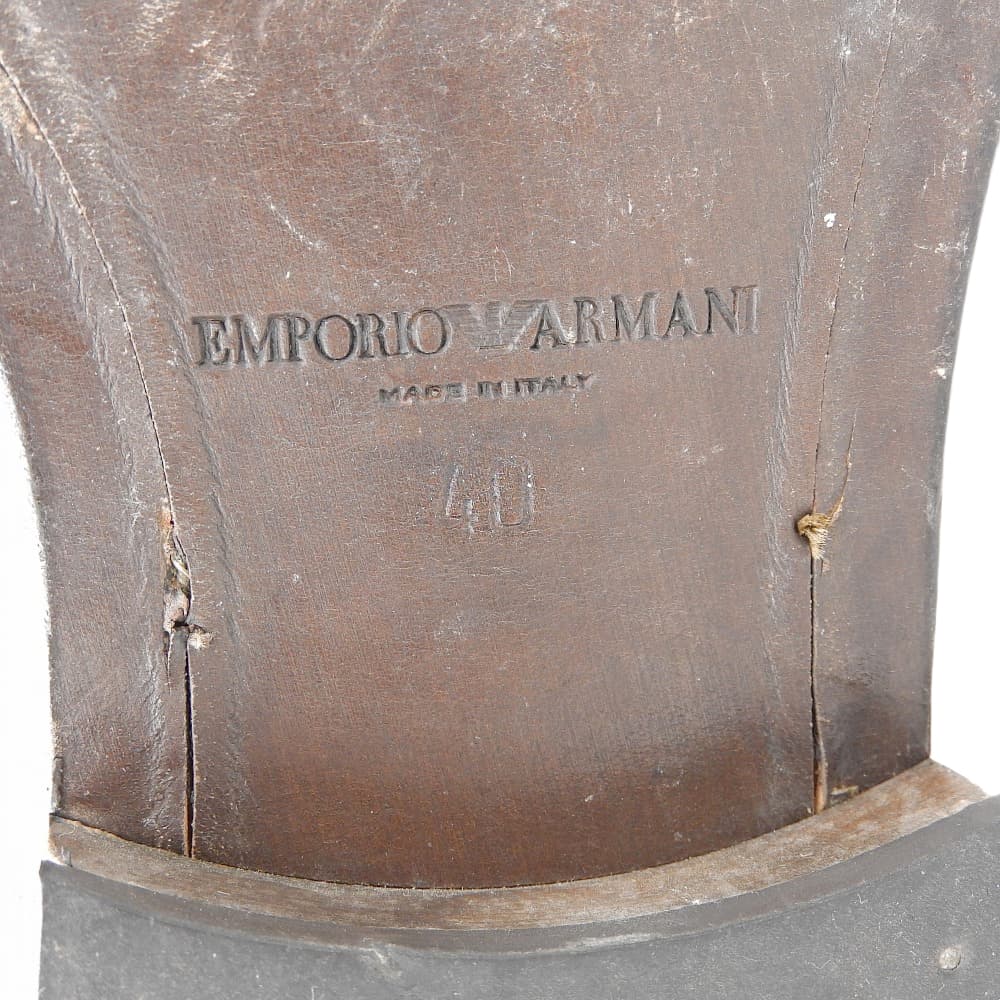 EMPORIO ARMANI Men's Brown Leather Loafers, Size 40, XEU095 shoes 40 BrownUsed