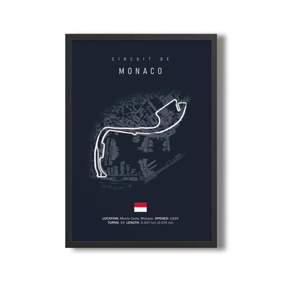 Formula 1 Imola Monaco Okruhová trať Nástěnné umění Plakáty Mapa Světových formulových závodů Dekorace pokoje Plátno Malba Obrázky Tisk Umělecká díla