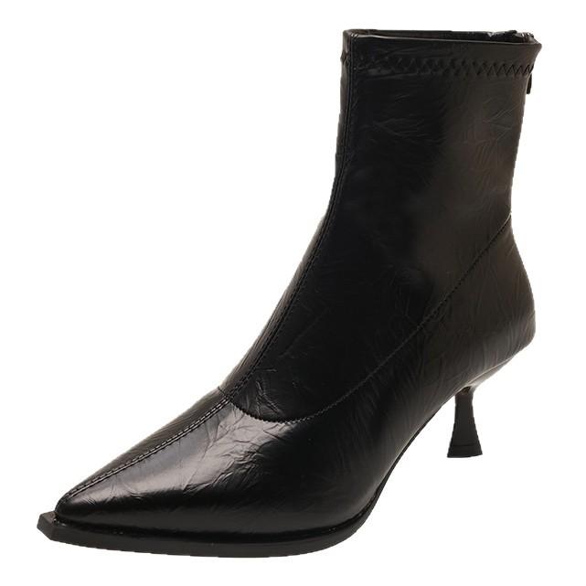 Pointed Short Boots for Women In Autumn and Winter 2025 New Short Tube Niche Zipper Elastic Thin Boots Thin Heel High Heel Boots for Women