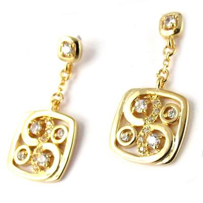 [K9617] - Boucles plaqué or 'Déesse' doré