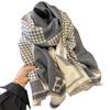 Korean-Style Houndstooth Faux Cashmere Scarf Shawl for Women - Thickened Double-Sided Winter Neck Warmer