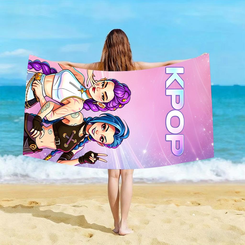 1pc Chibi Kpop Girls Beach Towel Microfiber Quick Dry Bath Towel for Fans Swimming Outdoor Bathroom Accessories