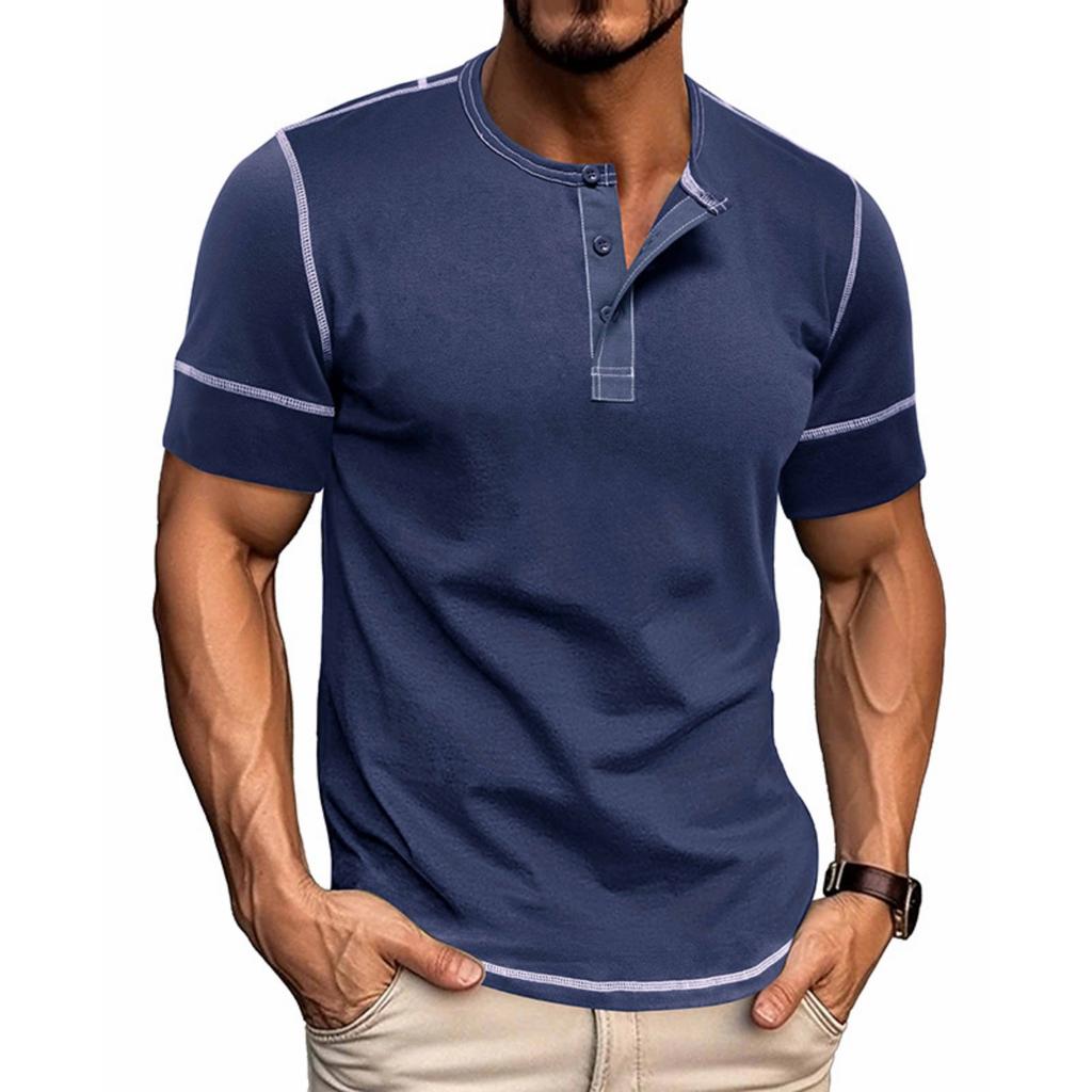 Men's Casual Color-block Sports T-shirt - Men's Round-neck Short-sleeved Top