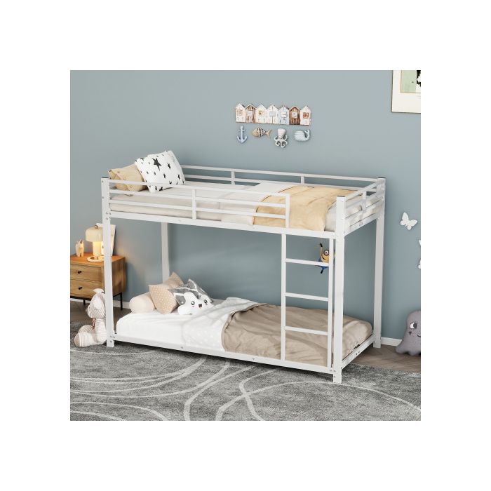 Etagenbett - MUVOE - 90x200 cm - Metall - Weiß - 2 Liegeflächen