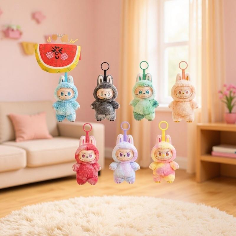 Labu High-Energy Macaron Plush Pendant with Bunny Ears - Cute Keychain Charm for All Ages