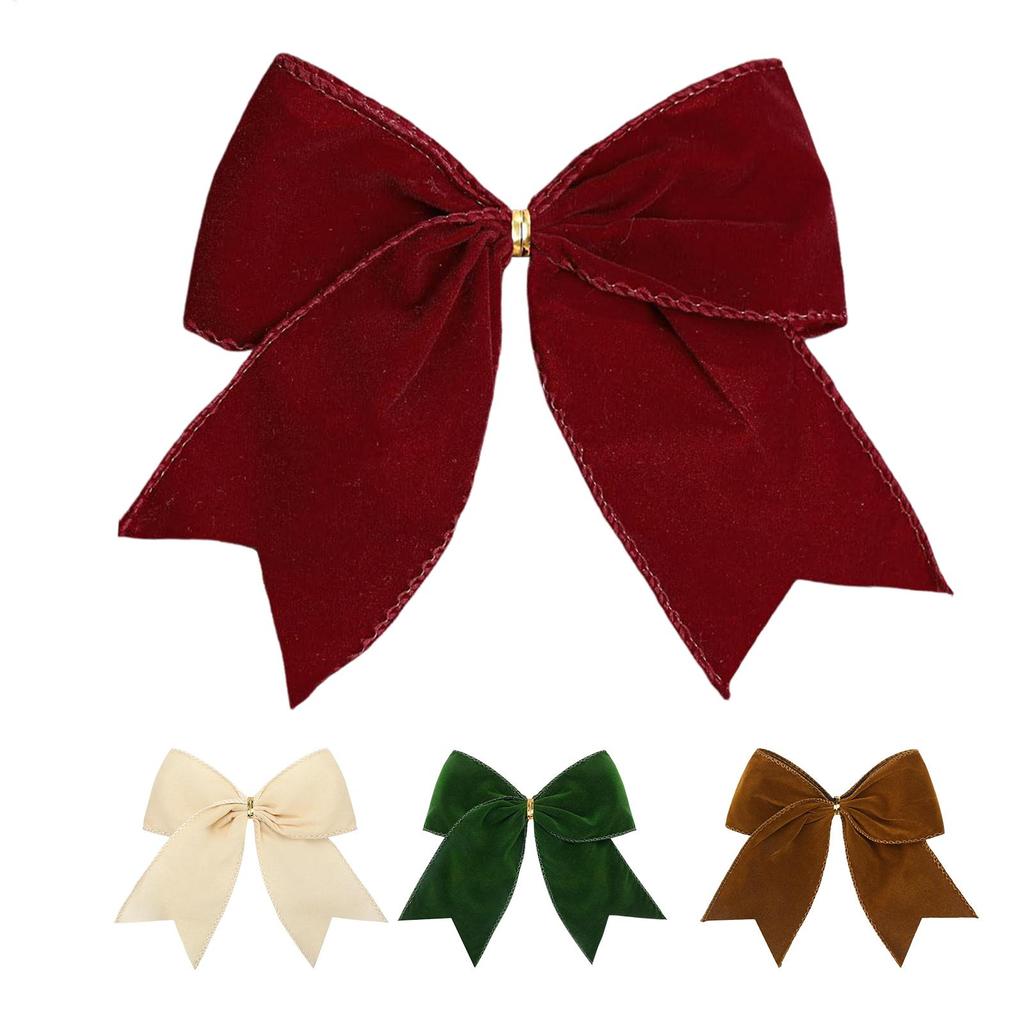 Christmas Bow 12PCS Velvet Flocked Style Christmas Tree Ornament Festive Holiday Home Decor Ornament Christmas