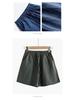 Damen-Shorts aus Baumwoll-Leinen-Mischgewebe mit weitem Bein: Trendige, lässige Bermudas für Frühling/Sommer – für Sport oder Zuhause.