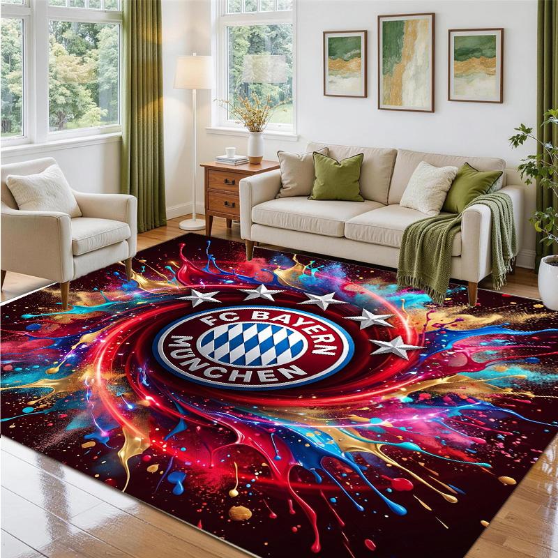 Bayern Munich Design Crystal Velvet Rug Soft Decorative Mat for Bedroom Entrance