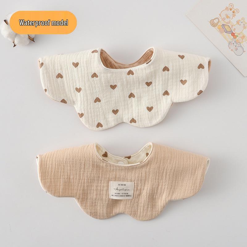 Dwustronny, wodoodporny śliniaczek dla niemowląt w stylu koreańskim z płatkami, wykonany w 100% z gazy bawełnianej