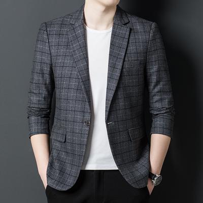 Men's Casual Suits, Slim Plaid Jackets, Men's Single-piece Tops, Spring and Autumn New Fashion Suits for Young and Middle-aged People