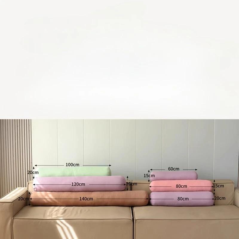 Soild color Cotton Cylindrical Cushion Bed Waist Cushion Long Comfortable Pillow Neck Bolster Pillow Roll Headrest Removable
