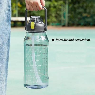2L Large Capacity Leak-proof Portable Plastic Water Bottles with Straw  Time Tips Outdoor for Bike Climbing Sports Water Bottle