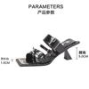 Summer Women Sexy High Heels Rivets Denim Cross-tied High Heel Sandals Leather Black Punk Roman Slippers Ladies Slides