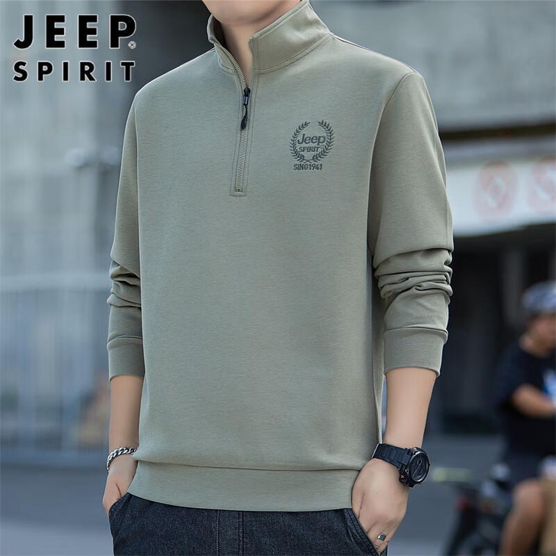JEEP SPIRIT Men's Casual Stand-Collar Long Sleeve Sweatshirt
