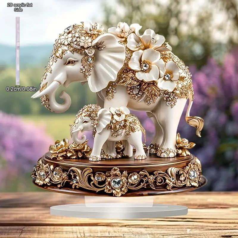 2D Flat Acrylic Elephant Decoration, Suitable for Indoor and Outdoor Decoration - No Batteries/electricity Required, Perfe