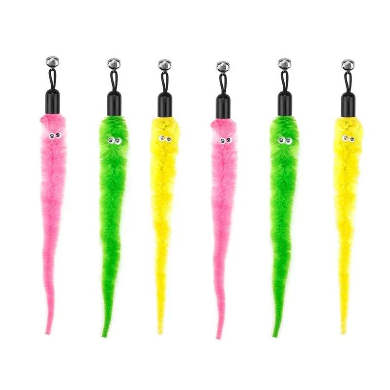 Cat Feather Toy Accessories False Birds Worm Toy with Bell Kitten Cat Toys Interactive Replacement Refill Foam Ball Training