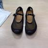Summer hollow mesh ballet single shoes women's soft sole 2025 new one-word strap flat heel breathable Mary Jane sandals