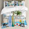 Tavola da Surf Morbida Durevole Qualità Copripiumino Colorato Surf Mare Modello Estate Viaggio Illustrazione Colori Retrò Decorativo Corallo Arancione Bambino Donna