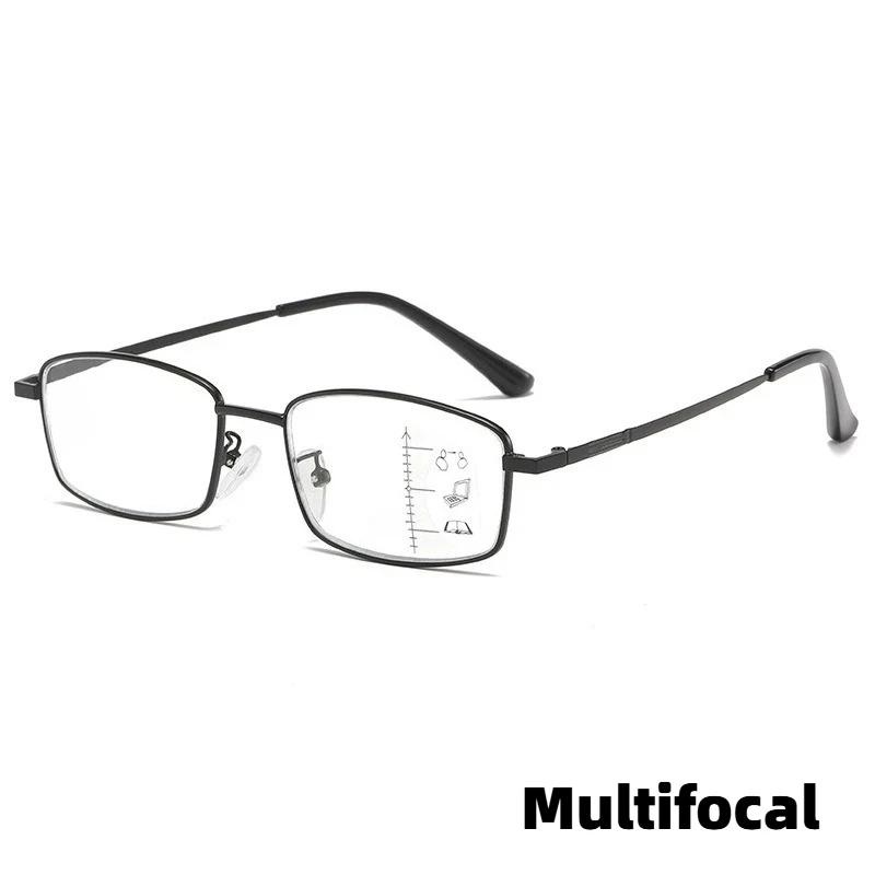 2026 New Business HD Photochromic Men's Reading Glasses Ultra Light Neutral Progressive Multifocus Anti Blue Light Glasses