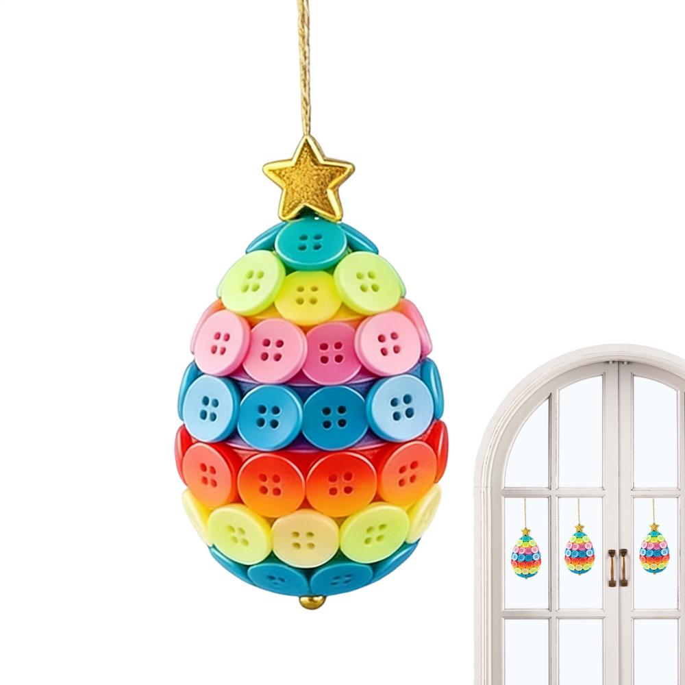 Button Crafts Easter Egg Bunny Pendant Handmade Craft Kits For All Ages For Adults Kids Living Room Bedroom Wall Door Classroom
