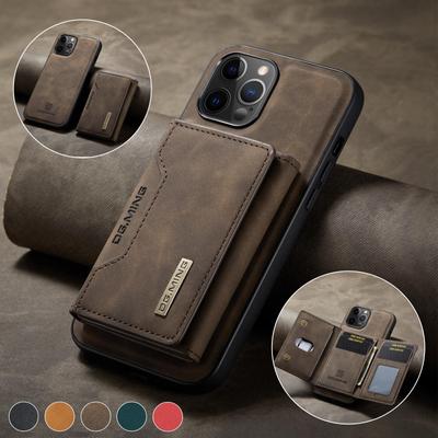 Étui portefeuille de téléphone en cuir magnétique détachable de luxe avec béquille pour iPhone 12 Pro Samsung S22 Huawei OnePlus Google Card Holder Back Cover Shell