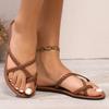 Women's Braided Flat Sandals Casual Clip Toe Summer Shoes Lightweight Elastic Band Sandals Gold Silver Footwear Size 36-43
