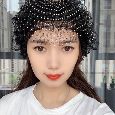 Diamonds Flower Mesh Lace Turban Headwraps for Muslim Women