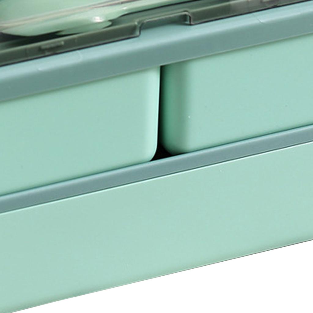 Bento Box Two Layers Green with Divider Food Grade Plastics Microwave Safe Lunch Container for