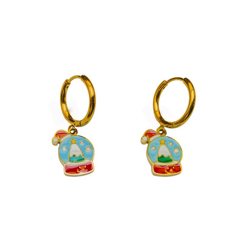 New Fashion Christmas Earrings: Creative Snowman & Tree Design In Stainless Steel