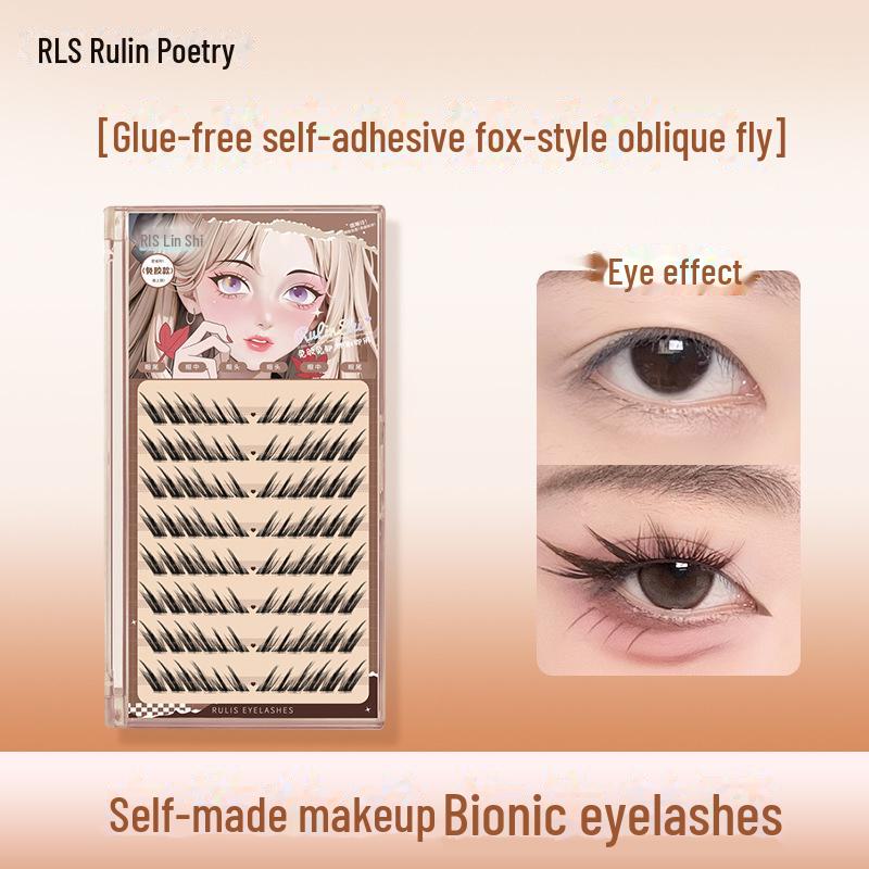 5D Baby Curve Glue-Free False Eyelashes - Supernatural, Easy-Apply, Comic Style, Single Cluster Segmentation.