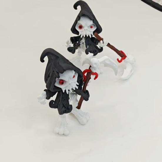 Grim Reaper Action Figure 3D Printed Articulated Reaper Toy Collectible Spooky Action Figure for Halloween Desktop Decoration