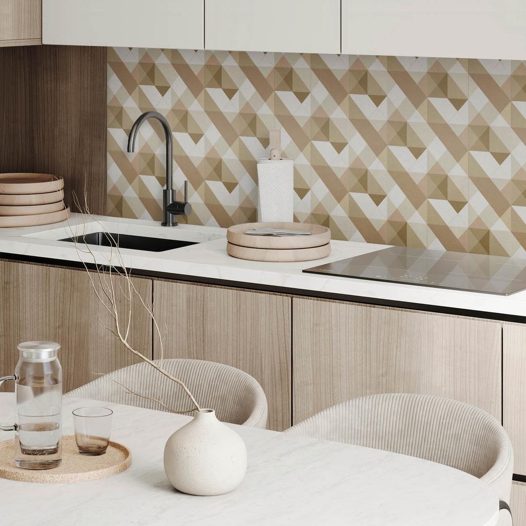 Glued PVC Panel with a Motif Perfect for the Hallway 100x50 cm Geometry in Earthy Shades