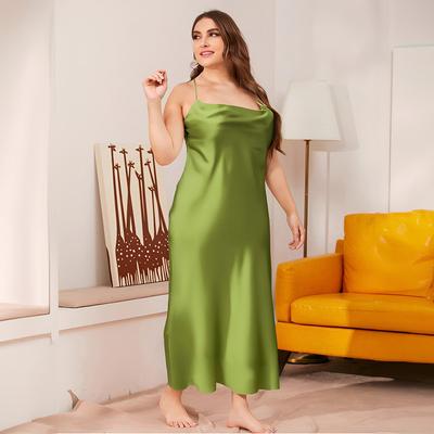 Plus Size Women's Summer Solid Color Halter Halter Sexy Nightdress
